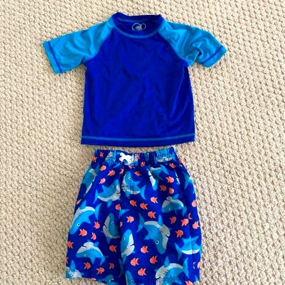 Boys sz 24 M 2pc Swim Top & Trunks Set LN